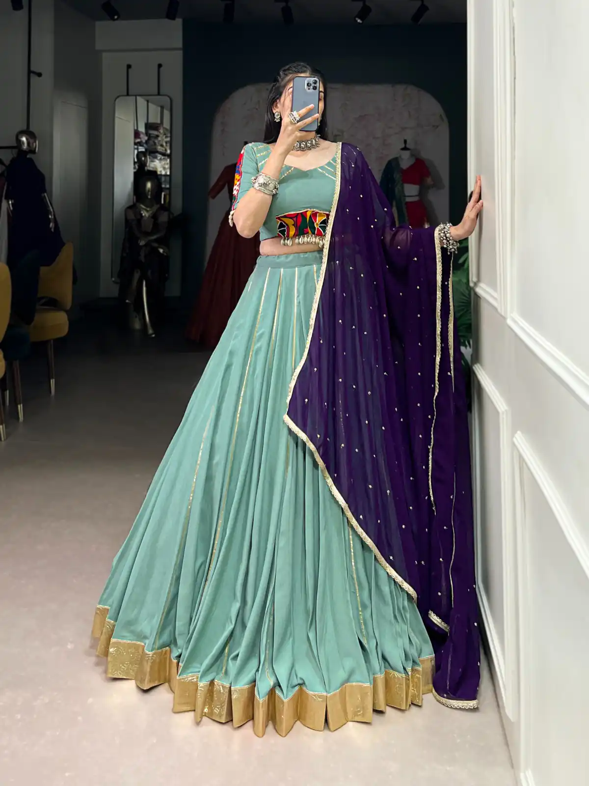 LNB 1655 Sea Green Color Pure Rayon Embossed Design Gotta Patti Lace Lehenga Choli Wedding, Party, Festive, Events Etc. Delivery 4-6 Working Days Rs 2099 | Creative Lehenga, Bollywood Lehenga, Designer Lehenga, Embroidered Lehenga, Lehenga, Party Wear Lehenga
