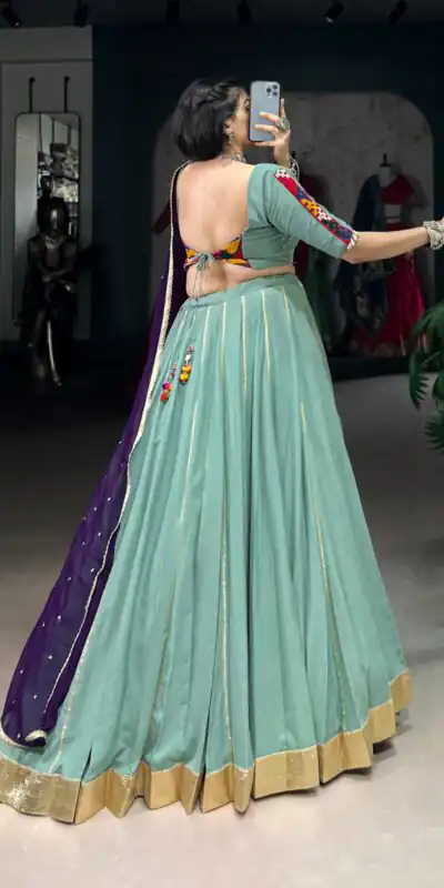 LNB 1655 Sea Green Color Pure Rayon Embossed Design Gotta Patti Lace Lehenga Choli Wedding, Party, Festive, Events Etc. Delivery 4-6 Working Days Rs 2099 | Creative Lehenga, Bollywood Lehenga, Designer Lehenga, Embroidered Lehenga, Lehenga, Party Wear Lehenga