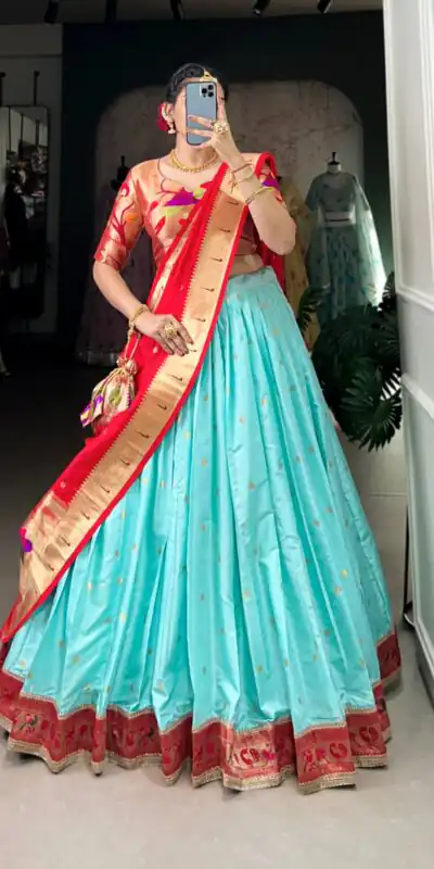 LNB 2006 Sky Blue Color Jacquard Silk Weaving Zari Work Lace Touch Up Lehenga Choli Wedding, Party, Festive, Events Etc. Delivery 4-6 Working Days Rs 3499 | Creative Lehenga, Bollywood Lehenga, Designer Lehenga, Embroidered Lehenga, Lehenga, Party Wear Lehenga