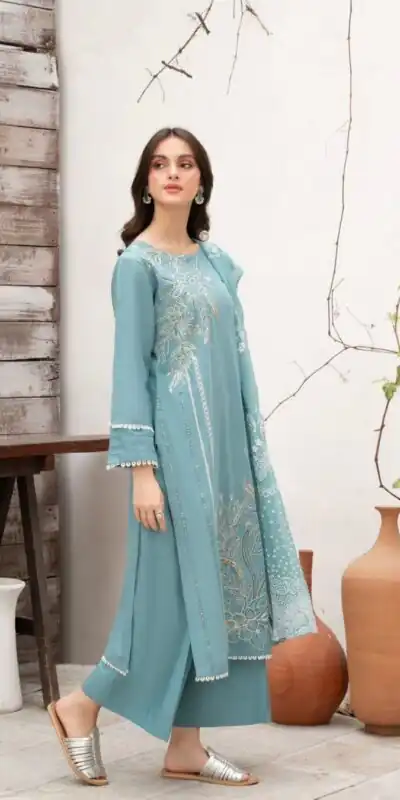 LG 1987 Sky Blue Color Roman Silk Sequence Embroidery Work Salwar Suit Casual, Wedding, Festive, Events . Expected Delivery  4-6 Working Days @1949/- only      | Casual Suits, Jump Suits, Creative suits, Designer Suits, Palazzo Suits, Party Wear Suits, Patiala Suits, Salwar suit, Straight Suits