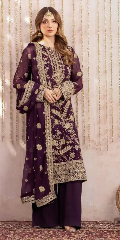 LG 1986 Wine Color Georgette Sequence Embroidery Work Salwar Suit Casual, Wedding, Festive, Events . Expected Delivery  4-6 Working Days @2049/- only      | Casual Suits, Jump Suits, Creative suits, Designer Suits, Palazzo Suits, Party Wear Suits, Patiala Suits, Salwar suit, Straight Suits