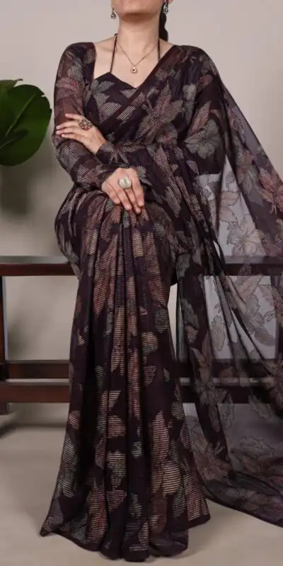 YNF 7052 Wine Color Lurex Brasso Floral Viscose Brasso Saree Casual, Wedding, Festive, Events . Expected Delivery  4-6 Working Days @1799/- only                                                                                | Embroidered Sarees, Bollywood Sarees, Creative Sarees, Designer Sarees, Ethnic Saree, Modern Digital sarees, Party Wear Sarees, Sarees