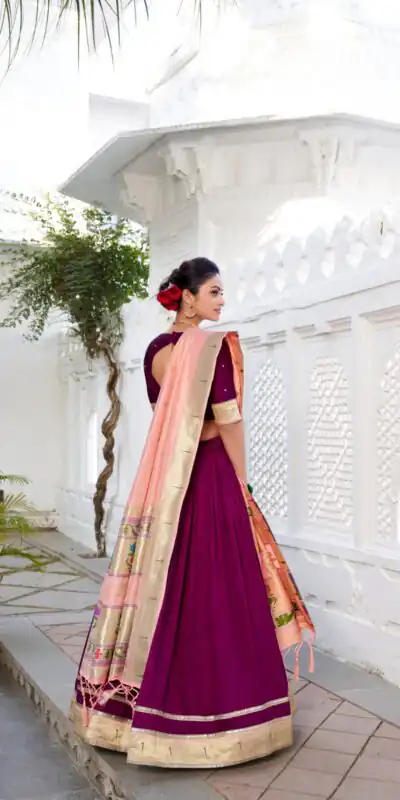 LNB 2016 Wine Color Vichitra Silk Plain with Paithni lace border Lehenga Choli Wedding, Party, Festive, Events Etc. Delivery 4-6 Working Days Rs 2999 | Bollywood Lehenga, Creative Lehenga, Designer Lehenga, Embroidered Lehenga, Lehenga, Party Wear Lehenga