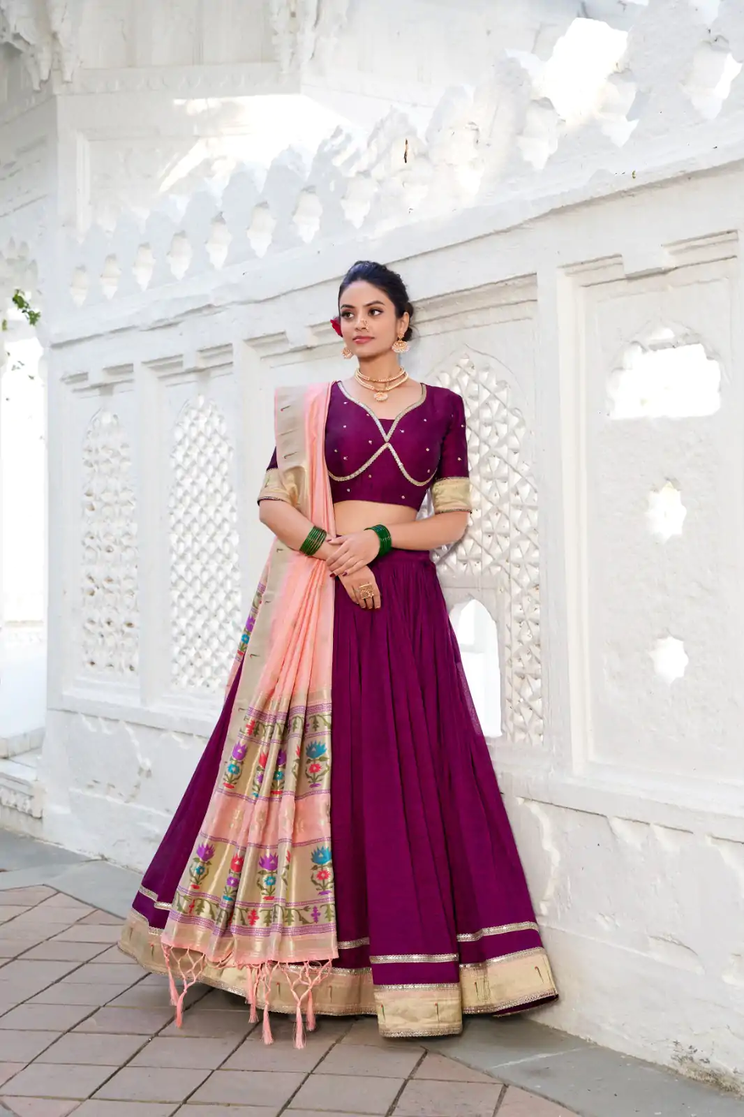 LNB 2016 Wine Color Vichitra Silk Plain with Paithni lace border Lehenga Choli Wedding, Party, Festive, Events Etc. Delivery 4-6 Working Days Rs 2999 | Bollywood Lehenga, Creative Lehenga, Designer Lehenga, Embroidered Lehenga, Lehenga, Party Wear Lehenga