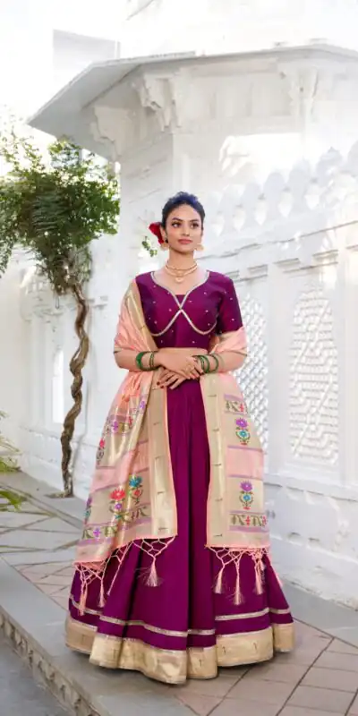 LNB 2016 Wine Color Vichitra Silk Plain with Paithni lace border Lehenga Choli Wedding, Party, Festive, Events Etc. Delivery 4-6 Working Days Rs 2999 | Bollywood Lehenga, Creative Lehenga, Designer Lehenga, Embroidered Lehenga, Lehenga, Party Wear Lehenga