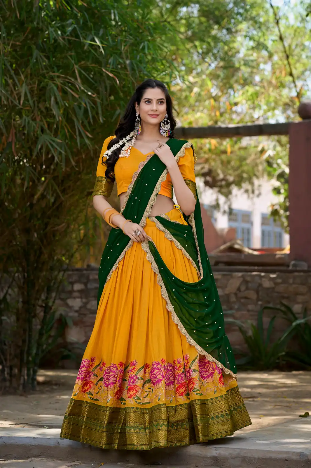 LNB1518 Yellow Color Cotton Silk Thread Embroidery Work Lehenga Choli Wedding, Party, Festive, Events Etc. Delivery 4-6 Working Days Rs 2999 | Creative Lehenga, Bollywood Lehenga, Designer Lehenga, Embroidered Lehenga, Lehenga, Party Wear Lehenga