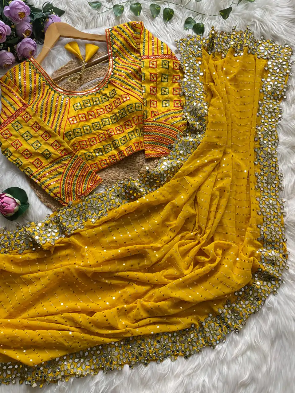 DF 3453 Yellow Color Faux Georgette 5mm Sequence Work Casual, Wedding, Festive, Events . Expected Delivery 4-6 Working Days @2099/- only | Embroidered Sarees, Bollywood Sarees, Creative Sarees, Designer Sarees, Ethnic Saree, Modern Digital sarees, Party Wear Sarees, Sarees