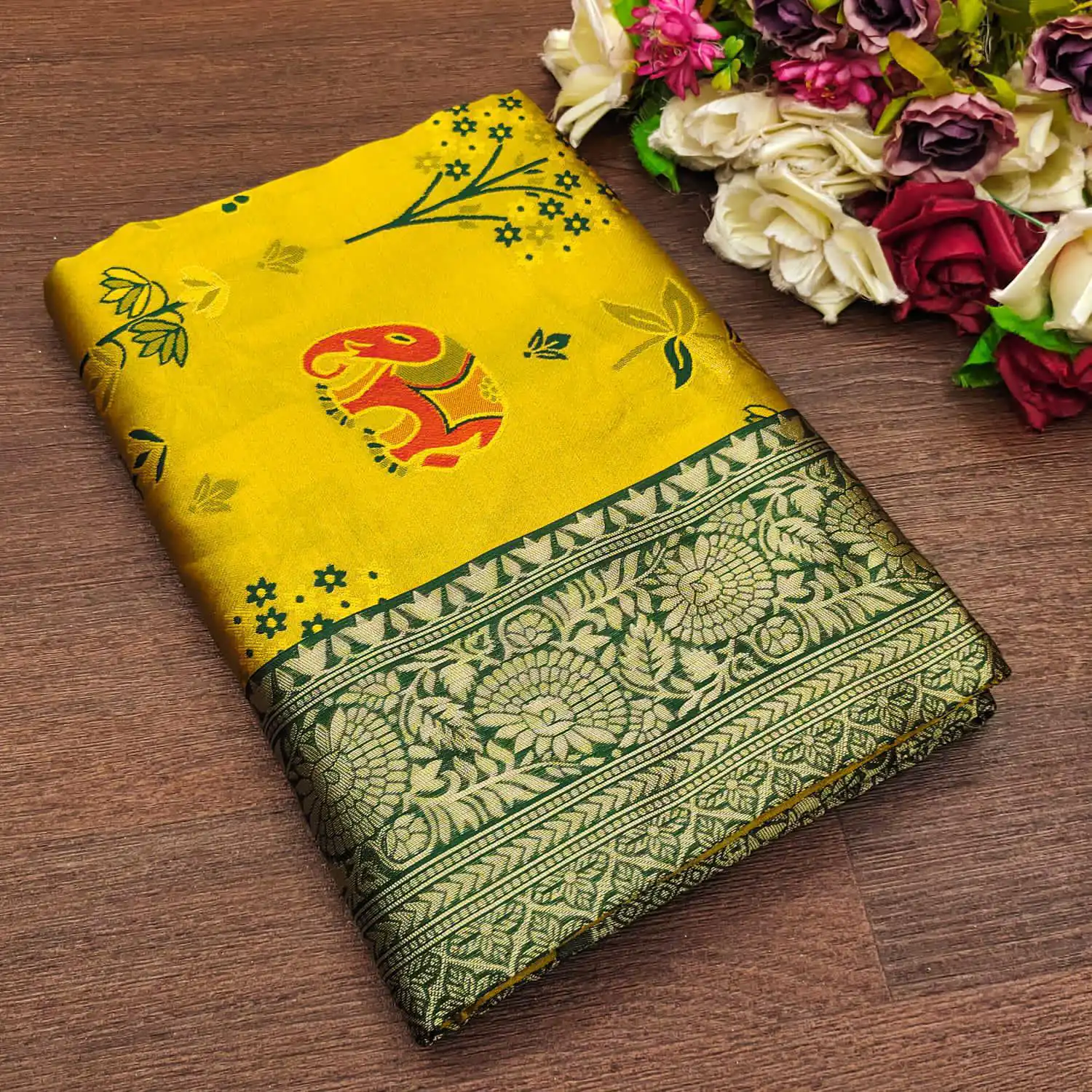 KP 6004 Yellow Soft Lichi Silk Jacquard Work With Designer Work Saree. Grab it for ₹1499. Delivery 4-6 Working Days. Shop now. | Embroidered Sarees, Bollywood Sarees, Creative Sarees, Designer Sarees, Ethnic Saree, Modern Digital sarees, Party Wear Sarees, Sarees
