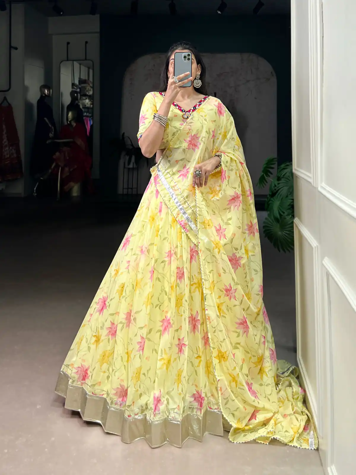 LNB 1716 Yellow Color Tabby Silk Floral Print Embossed Design Lace Lehenga Choli Wedding, Party, Festive, Events Etc. Delivery 4-6 Working Days Rs 2499 | Creative Lehenga, Bollywood Lehenga, Designer Lehenga, Embroidered Lehenga, Lehenga, Party Wear Lehenga