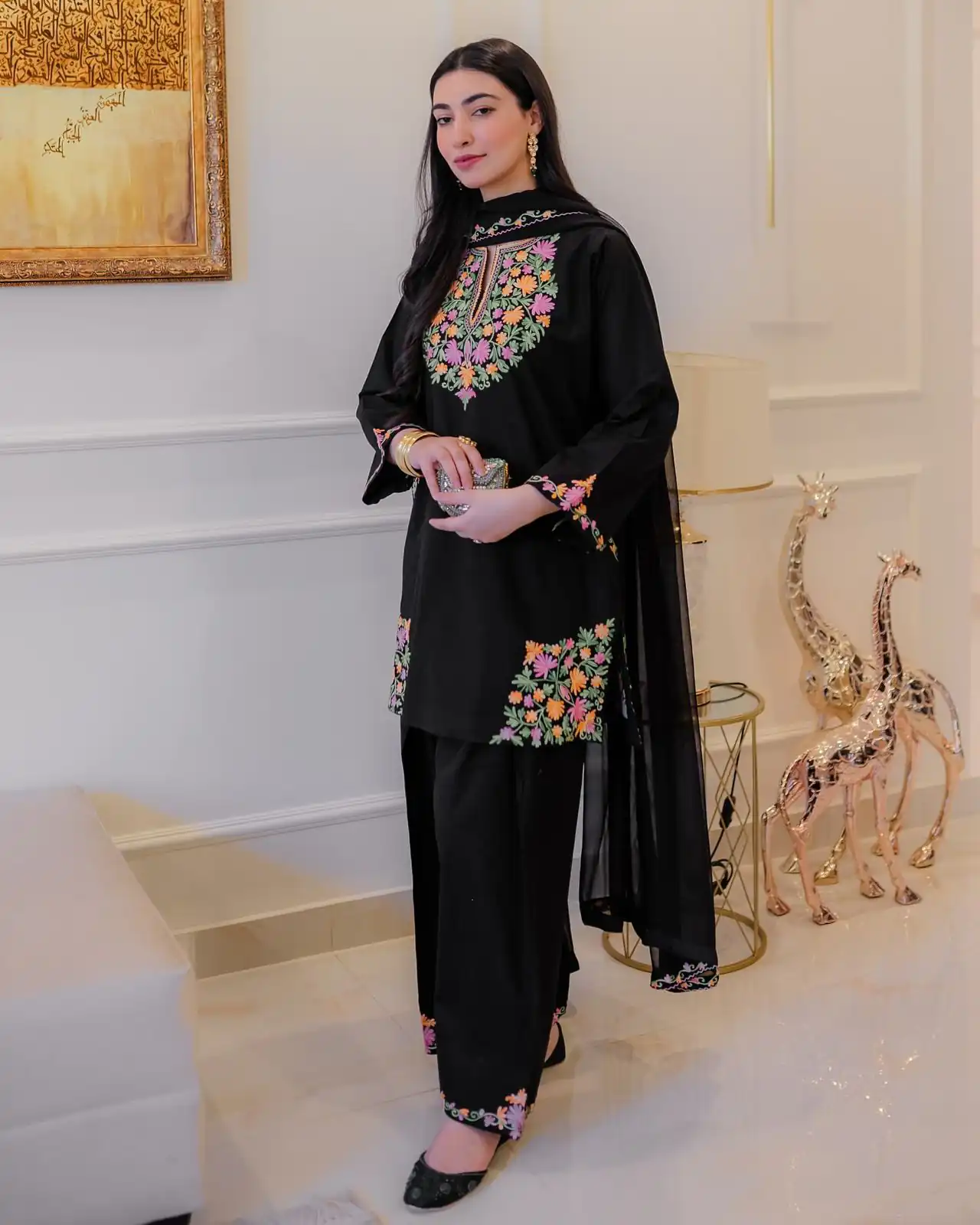 BE 402 Black in Crape Silk Embroidery Work Salwar Suit . Wedding, Party, Festive, Events, Grab it for ₹1999. Delivery 4-6 Working Days. Shop now. | Casual Suits, Jump Suits, Creative suits, Designer Suits, Palazzo Suits, Party Wear Suits, Patiala Suits, Salwar suit, Straight Suits