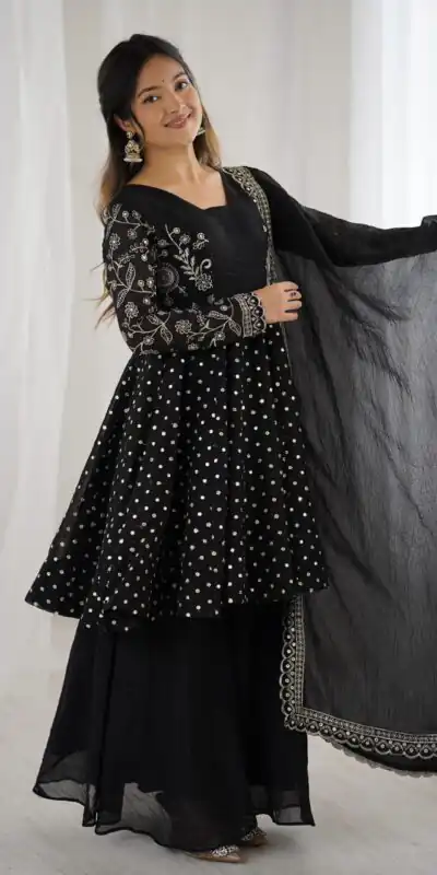 ZSR 3134 Black Crunchy Silk Salwar Suit Perfect for Wedding, Party, Sangeet, Anniversary, Housewarming Introductory Price ₹2399. Delivery 4-6 | Casual Suits, Jump Suits, Creative suits, Designer Suits, Palazzo Suits, Party Wear Suits, Patiala Suits, Salwar suit, Straight Suits