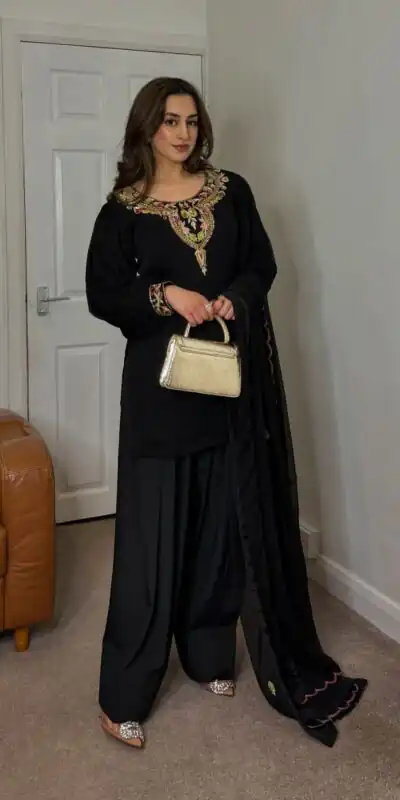 NSR 854 Black Faux Georgette Salwar Suit Perfect for Wedding, Party, Lohri, Mehendi, Karwa Chauth –. Introductory Price ₹1849. Delivery 4-6 Working Days | Casual Suits, Jump Suits, Creative suits, Designer Suits, Palazzo Suits, Party Wear Suits, Patiala Suits, Salwar suit, Straight Suits