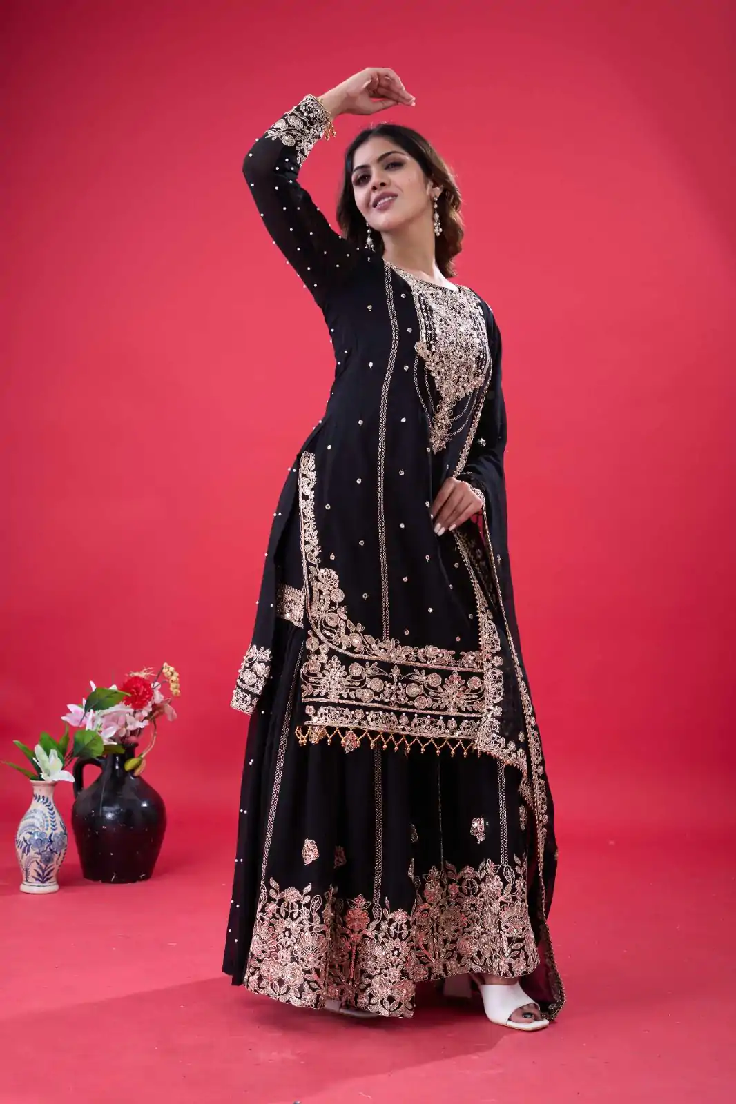 SR 1688 Black Faux Georgette with Lace Work & Embroidery Work. Salwar Suit Introductory Price ₹1949. Delivery 4-6 Working Days. Shop now. | Casual Suits, Jump Suits, Creative suits, Designer Suits, Palazzo Suits, Party Wear Suits, Patiala Suits, Salwar suit, Straight Suits