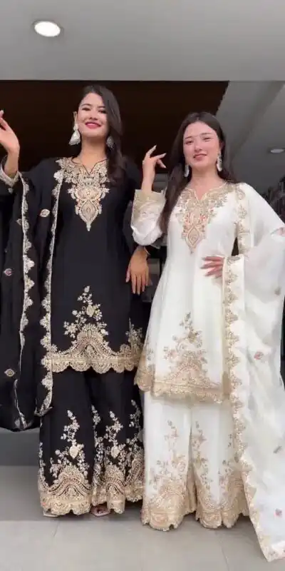 DC 109 Black Havy fox Georgette with Embroidery Work & Lace Work Salwar Suit . Exclusive Offer ₹2149. Delivery 4-6 Working Days. Shop now. | Casual Suits, Jump Suits, Tops & Bottoms, Track Suits, Trendy Wear, Creative suits, Designer Suits, Palazzo Suits, Party Wear Suits, Patiala Suits, Salwar suit, Straight Suits