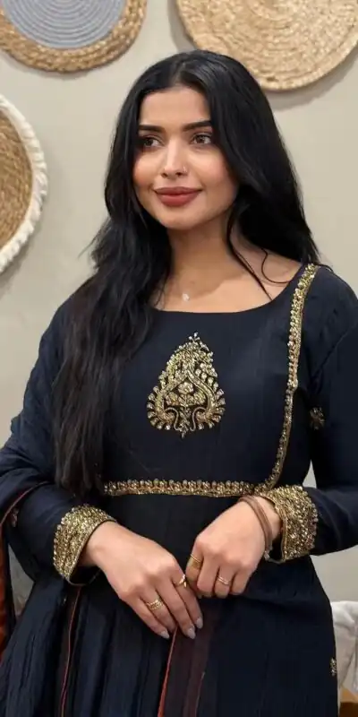 ZSR 3143 Black Heavy Fox Georgette With Embroidery Sequence Work Gown Perfect for Wedding, Party, Traditional Day, Diwali, Temple Visit At 1899 | Bollywood Gowns, Creative Gowns, Designer Gowns, Embroidered Gowns, Gowns, Party Wear Gowns