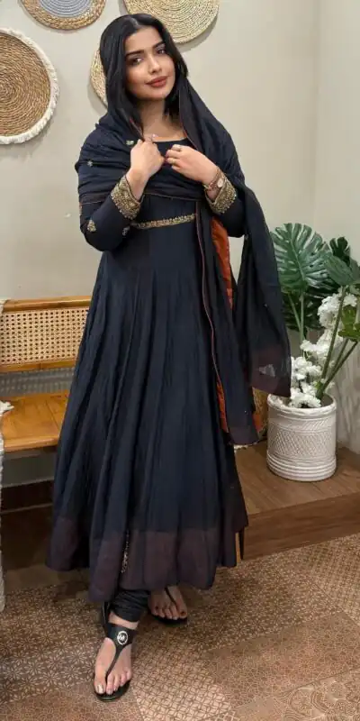 ZSR 3143 Black Heavy Fox Georgette With Embroidery Sequence Work Gown Perfect for Wedding, Party, Traditional Day, Diwali, Temple Visit At 1899 | Bollywood Gowns, Creative Gowns, Designer Gowns, Embroidered Gowns, Gowns, Party Wear Gowns