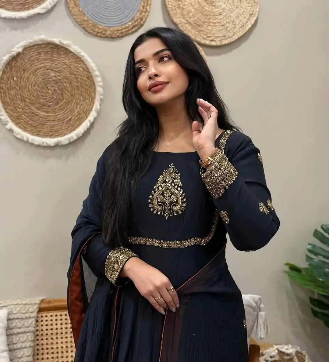 ZSR 3143 Black Heavy Fox Georgette With Embroidery Sequence Work Gown Perfect for Wedding, Party, Traditional Day, Diwali, Temple Visit At 1899 | Bollywood Gowns, Creative Gowns, Designer Gowns, Embroidered Gowns, Gowns, Party Wear Gowns