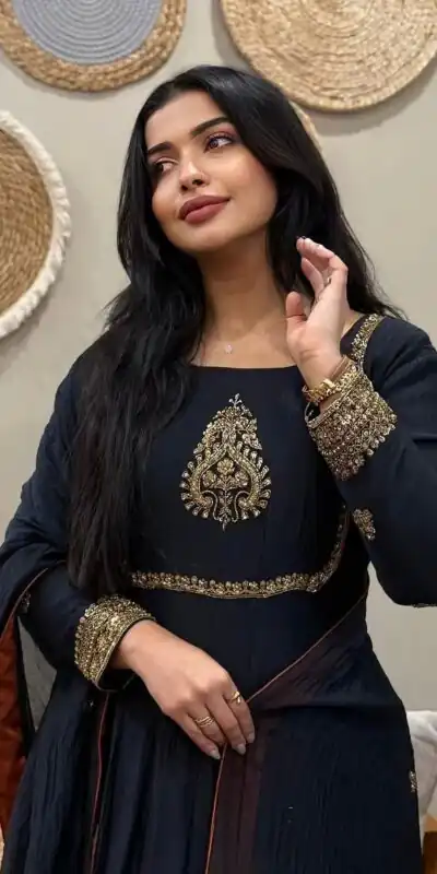 ZSR 3143 Black Heavy Fox Georgette With Embroidery Sequence Work Gown Perfect for Wedding, Party, Traditional Day, Diwali, Temple Visit At 1899 | Bollywood Gowns, Creative Gowns, Designer Gowns, Embroidered Gowns, Gowns, Party Wear Gowns