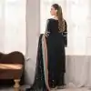 Black Fuax Georgette Mirror Work Embroidery Salwar Suit