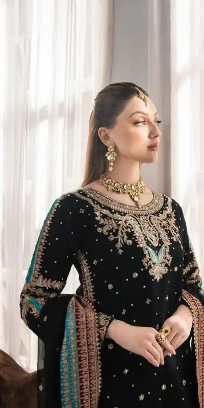 KF 1706 Black Fuax Georgette with Mirror Work & Embroidery Work Salwar Suit . Get it for ₹2449. Delivery 4-6 Working Days. Shop now. | Casual Suits, Jump Suits, Tops & Bottoms, Track Suits, Trendy Wear, Creative suits, Designer Suits, Palazzo Suits, Party Wear Suits, Patiala Suits, Salwar suit, Straight Suits