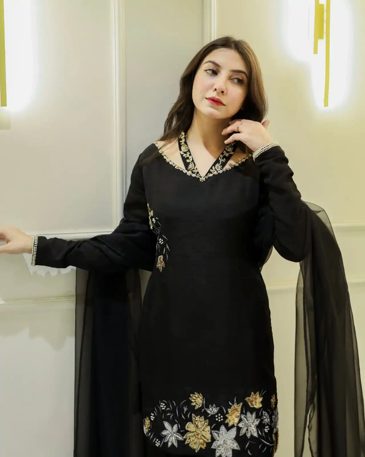 NSR 856 Black in Natural Crep Silk With Embroidery Sequence Work with Full Sleeve Lace Work & Lace Border Salwar Suit . Get it for ₹1799. Delivery 4-6 | Casual Suits, Jump Suits, Tops & Bottoms, Track Suits, Trendy Wear, Creative suits, Designer Suits, Palazzo Suits, Party Wear Suits, Patiala Suits, Salwar suit, Straight Suits