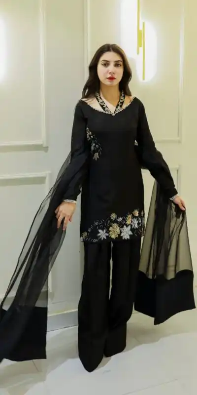 NSR 856 Black in Natural Crep Silk With Embroidery Sequence Work with Full Sleeve Lace Work & Lace Border Salwar Suit . Get it for ₹1799. Delivery 4-6 | Casual Suits, Jump Suits, Tops & Bottoms, Track Suits, Trendy Wear, Creative suits, Designer Suits, Palazzo Suits, Party Wear Suits, Patiala Suits, Salwar suit, Straight Suits