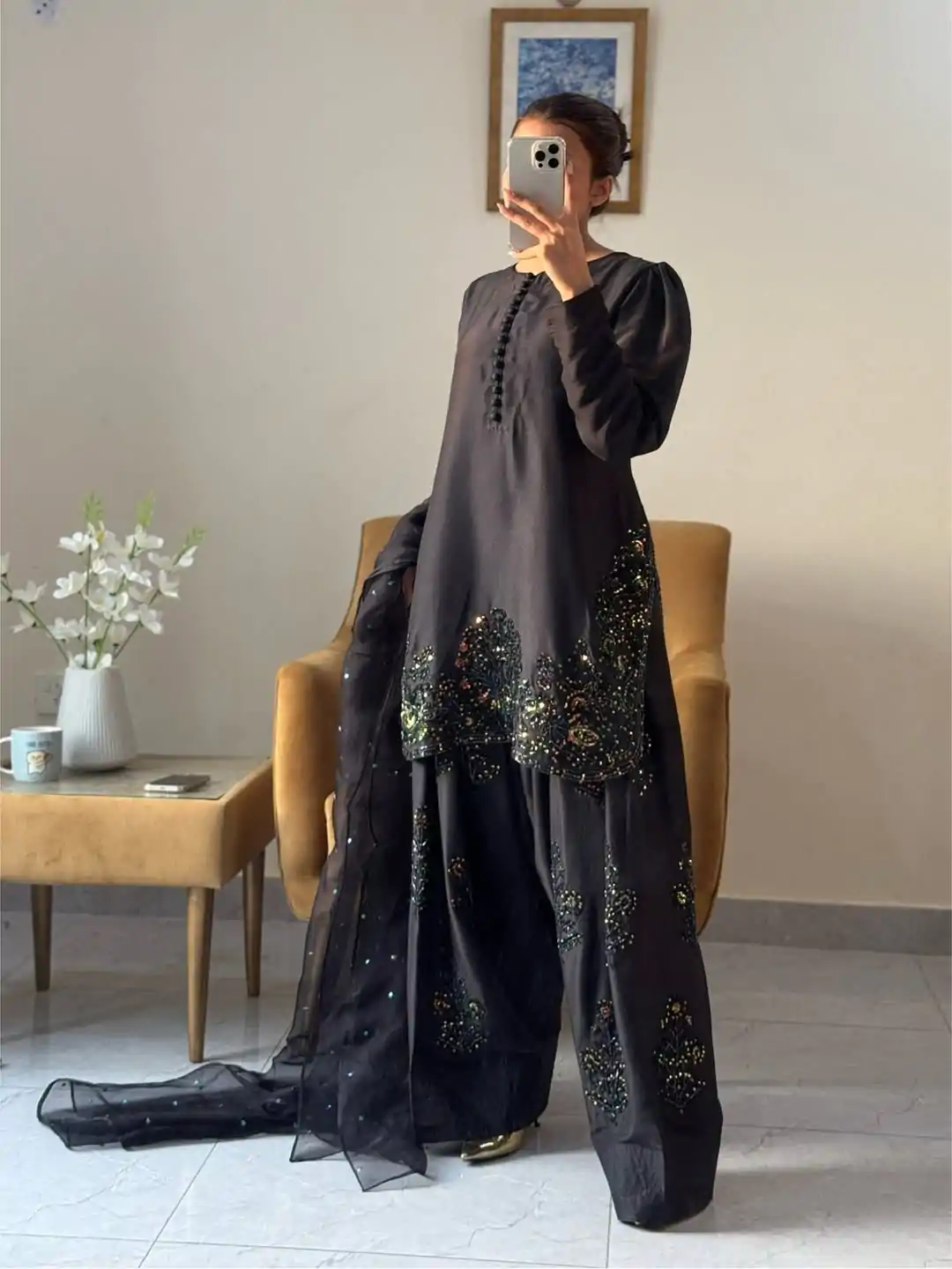 SRK 5267 Black Pure Natural Crep Silk with Embroidery Work Salwar Suit . Exclusive Offer ₹1949. Delivery 4-6 Working Days. Shop now. | Casual Suits, Jump Suits, Creative suits, Designer Suits, Palazzo Suits, Party Wear Suits, Patiala Suits, Salwar suit, Straight Suits