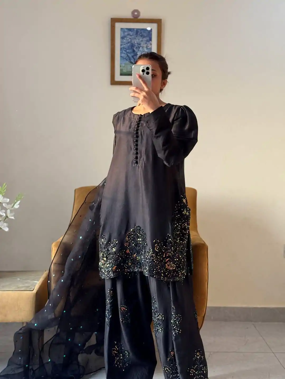 SRK 5267 Black Pure Natural Crep Silk with Embroidery Work Salwar Suit . Exclusive Offer ₹1949. Delivery 4-6 Working Days. Shop now. | Casual Suits, Jump Suits, Creative suits, Designer Suits, Palazzo Suits, Party Wear Suits, Patiala Suits, Salwar suit, Straight Suits