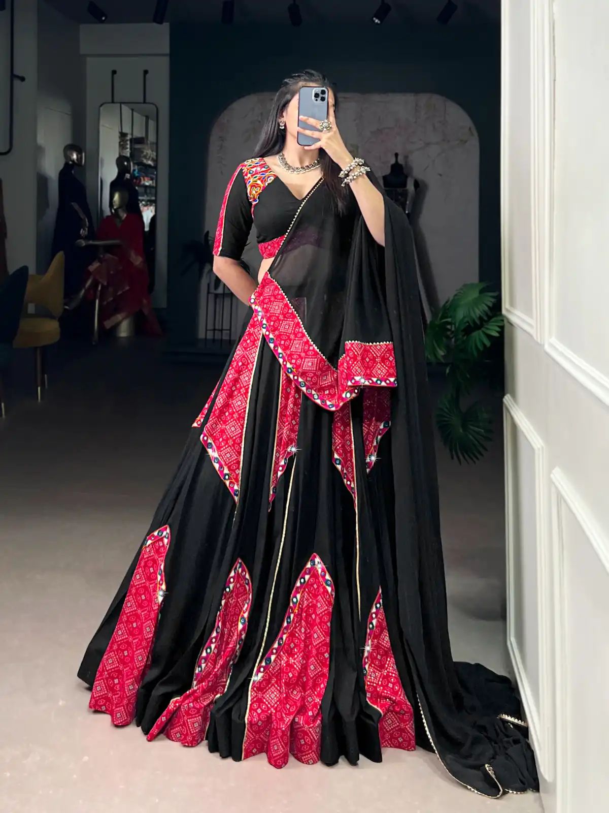 LNB 1683 Black Pure Rayon with Mirror Work & Gamthi Work Lehenga Choli . Introductory Price ₹3949. Delivery 4-6 Working Days. Shop now. | Creative Lehenga, Bollywood Lehenga, Designer Lehenga, Embroidered Lehenga, Lehenga, Party Wear Lehenga