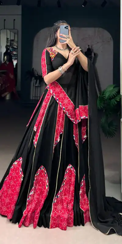 LNB 1683 Black Pure Rayon with Mirror Work & Gamthi Work Lehenga Choli . Introductory Price ₹3949. Delivery 4-6 Working Days. Shop now. | Creative Lehenga, Bollywood Lehenga, Designer Lehenga, Embroidered Lehenga, Lehenga, Party Wear Lehenga