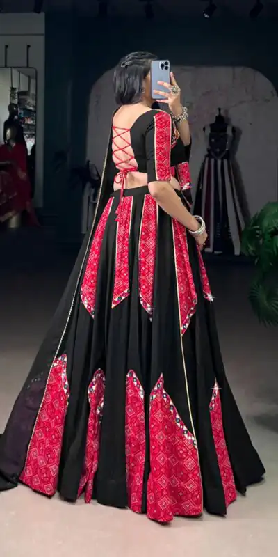 LNB 1683 Black Pure Rayon with Mirror Work & Gamthi Work Lehenga Choli . Introductory Price ₹3949. Delivery 4-6 Working Days. Shop now. | Creative Lehenga, Bollywood Lehenga, Designer Lehenga, Embroidered Lehenga, Lehenga, Party Wear Lehenga