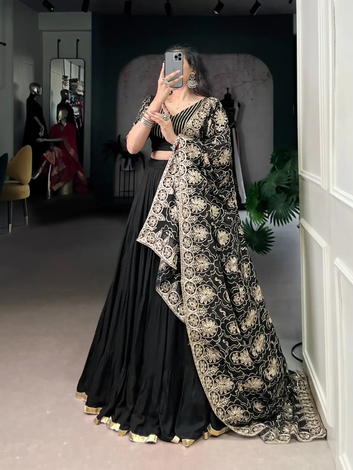 LNB 1691 Black Pure Rayon With Zari Work & Embroidery Work Lehenga Choli . Now at just ₹3699. Delivery 4-6 Working Days. Shop now. | Creative Lehenga, Bollywood Lehenga, Designer Lehenga, Embroidered Lehenga, Lehenga, Party Wear Lehenga