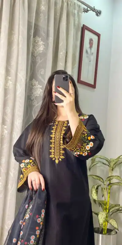 BE 397 Black Roman Silk with Embroidery Work Salwar Suit .Wedding, Party, Festive, Events, Best Price ₹1999. Delivery 4-6 Working Days. Shop now. | Casual Suits, Jump Suits, Tops & Bottoms, Track Suits, Trendy Wear, Creative suits, Designer Suits, Palazzo Suits, Party Wear Suits, Patiala Suits, Salwar suit, Straight Suits