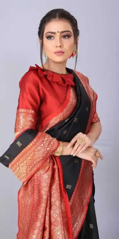 KP 3032 Black  Color Soft Lichi Silk Jacquard On All Over Saree Casual, Party Wear, Wedding, Events Etc. Expected Delivery 4-6 Working Days @1449/- | Creative Sarees, Embroidered Sarees, Bollywood Sarees, Designer Sarees, Ethnic Saree, Modern Digital sarees, Party Wear Sarees, Sarees