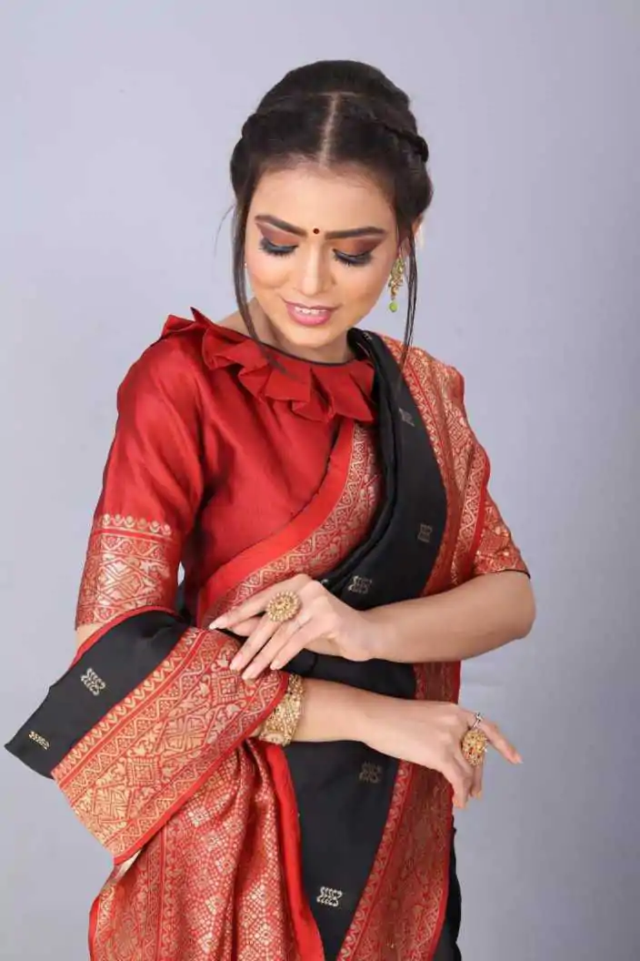 KP 3032 Black  Color Soft Lichi Silk Jacquard On All Over Saree Casual, Party Wear, Wedding, Events Etc. Expected Delivery 4-6 Working Days @1449/- | Creative Sarees, Embroidered Sarees, Bollywood Sarees, Designer Sarees, Ethnic Saree, Modern Digital sarees, Party Wear Sarees, Sarees