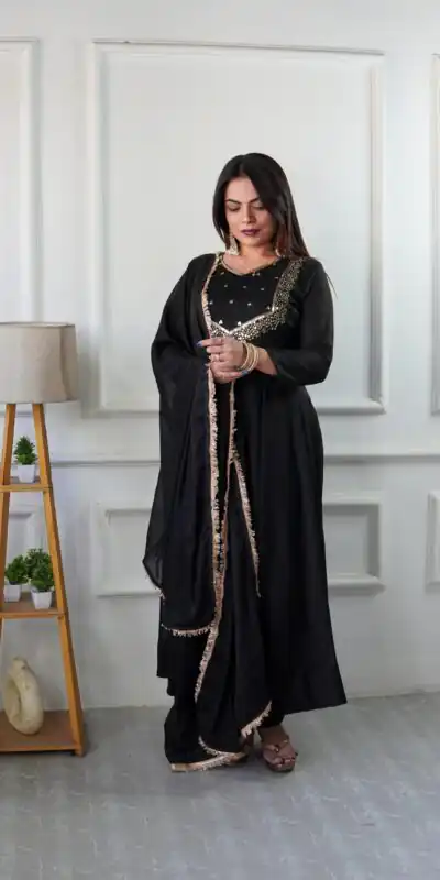 VLM 238 Black in Star Georgette. Lace Work Gown Wedding, Party, Festive, Events at ₹1999 only. Delivery 4-6 Working Days. Shop now. | Bollywood Gowns, Creative Gowns, Designer Gowns, Embroidered Gowns, Gowns, Party Wear Gowns