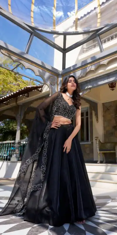 LNB 1428 Black Star Satin Embroidery Work & Sequins Work Lehenga Choli in . Now at just ₹3199. Delivery 4-6 Working Days. Shop now. | Bollywood Lehenga, Creative Lehenga, Designer Lehenga, Embroidered Lehenga, Lehenga, Party Wear Lehenga
