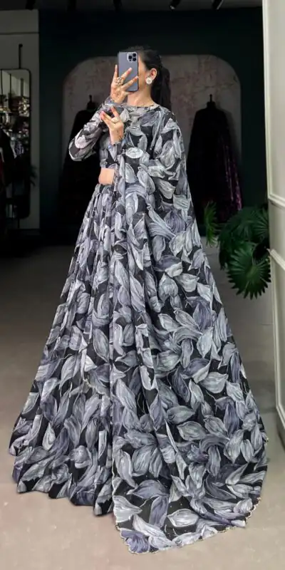 LNB 1027 Black Color Tabby Silk Lehenga Choli with Designer Work. Exclusive Offer ₹1999. Delivery 4-6 Working Days. Shop now. | Bollywood Lehenga, Creative Lehenga, Designer Lehenga, Embroidered Lehenga, Lehenga, Party Wear Lehenga