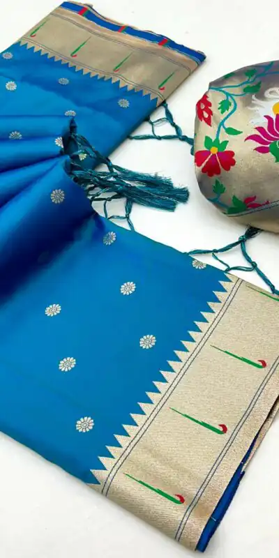 MB 150 Blue A Pethani silk Saree Perfect for Wedding, Party, Baisakhi, Reception, Traditional Day – . Affordable Price ₹2549. Delivery 4-6 Working | Creative Sarees, Embroidered Sarees, Bollywood Sarees, Designer Sarees, Ethnic Saree, Modern Digital sarees, Party Wear Sarees, Sarees