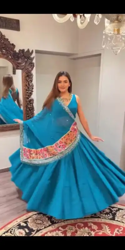 BE 393 Blue Crape Silk Lehenga Choli Perfect for Wedding, Party, Engagement, Anniversary, Traditional Day Get it for ₹1999. Delivery 4-6 Working | Bollywood Lehenga, Creative Lehenga, Designer Lehenga, Embroidered Lehenga, Lehenga, Party Wear Lehenga