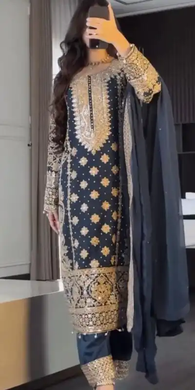 SR 1654 Maroon in Faux Georgette With Heavy Embroidery Sequence Work Wedding, Party, Festive, Events Special 4-6 Working Days At 2599/- Only | Casual Suits, Jump Suits, Creative suits, Designer Suits, Palazzo Suits, Party Wear Suits, Patiala Suits, Salwar suit, Straight Suits