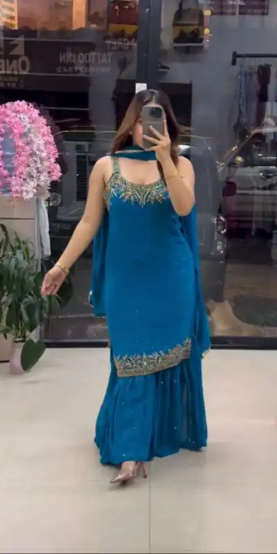 KD 1531 Blue Faux Georgette Lace Work Salwar Suit in . Wedding, Party, Festive, Events, Grab it for ₹2399. Delivery 4-6 Working Days. Shop now. | Casual Suits, Jump Suits, Tops & Bottoms, Track Suits, Trendy Wear, Creative suits, Designer Suits, Palazzo Suits, Party Wear Suits, Patiala Suits, Salwar suit, Straight Suits