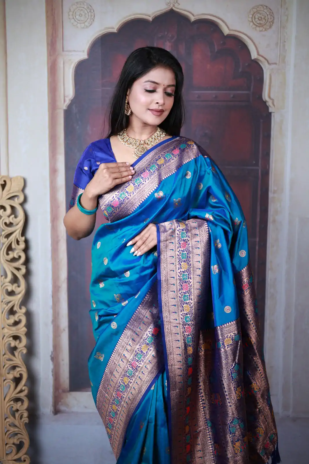 MB 18 Blue Paithani Ajanta Lotus Saree Perfect for Wedding, Party, Lohri, Durga Puja, Eid – . Get it for ₹2449. Delivery 4-6 Working Days. Shop now. | Creative Sarees, Embroidered Sarees, Bollywood Sarees, Designer Sarees, Ethnic Saree, Modern Digital sarees, Party Wear Sarees, Sarees