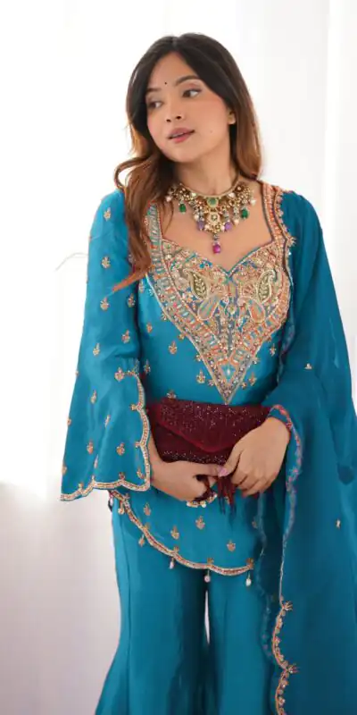 NSR 852 Blue Simar Silk With Embroidery Work with Full Sleeve Salwar Suit in . Now at just ₹2099. Delivery 4-6 Working Days. Shop n | Casual Suits, Jump Suits, Creative suits, Designer Suits, Palazzo Suits, Party Wear Suits, Patiala Suits, Salwar suit, Straight Suits