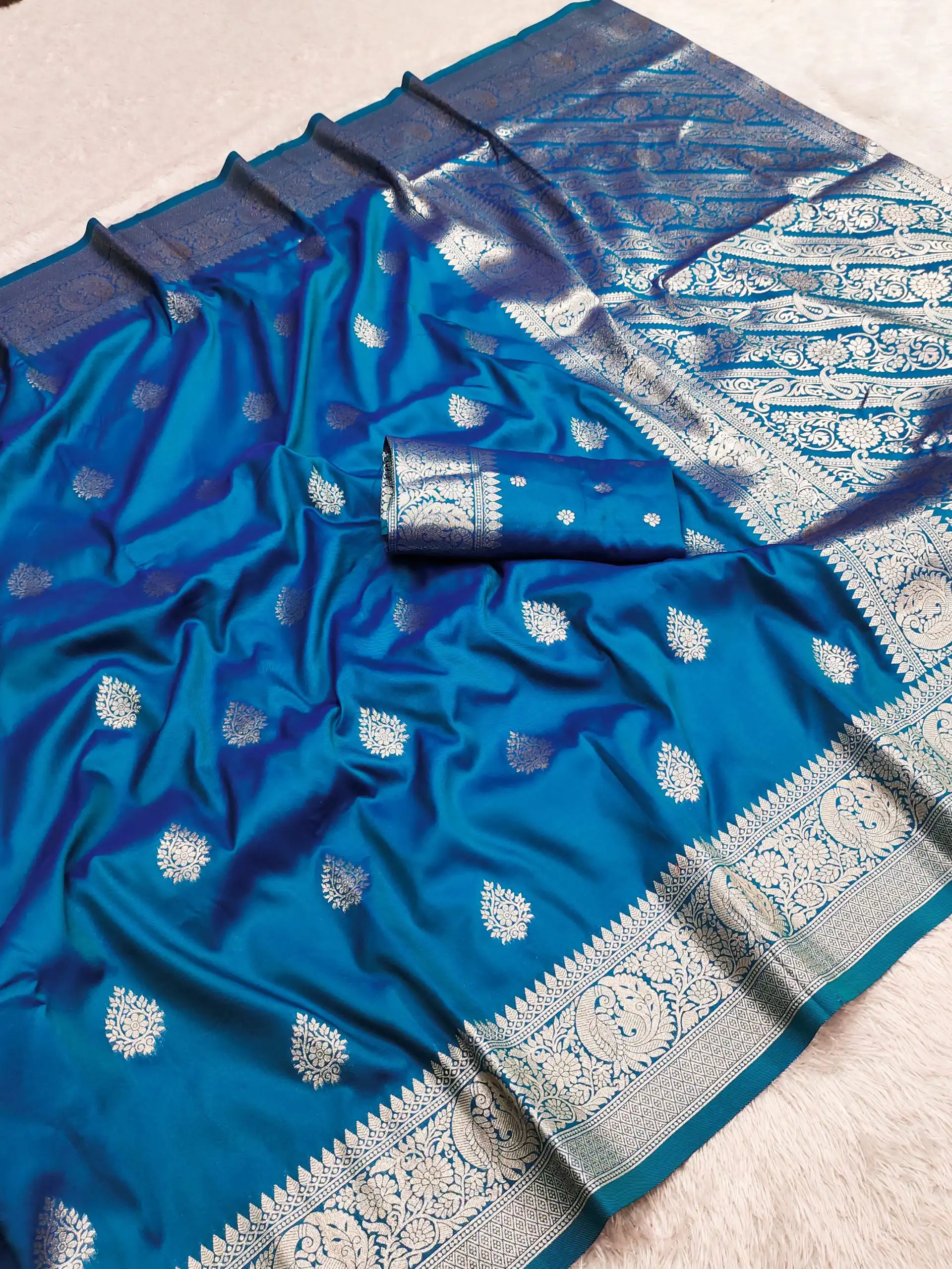 MB 3284 Blue Soft Banarasi Cotton Silk Saree Perfect for Wedding, Party, Eid, Traditional Day, Haldi –. Get it for ₹1899. Delivery 4-6 Working Days. | Creative Sarees, Embroidered Sarees, Bollywood Sarees, Designer Sarees, Ethnic Saree, Modern Digital sarees, Party Wear Sarees, Sarees