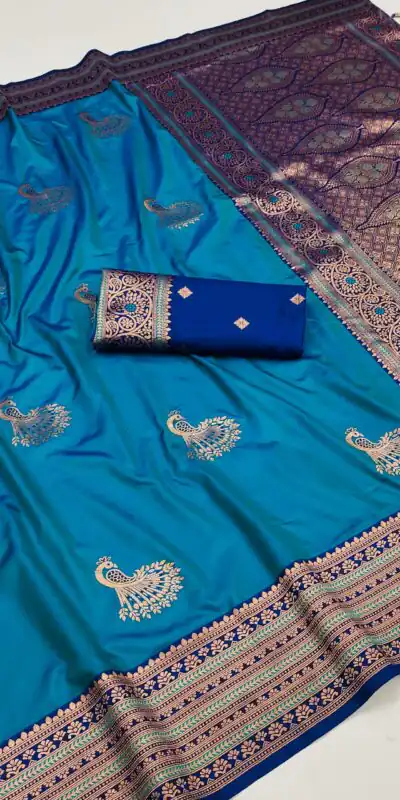MB Morni Blue in Soft Silk Zari Work & Lace Work Saree . Wedding, Party, Festive, Events, Grab it for ₹2099. Delivery 4-6 Working Days. Shop now. | Creative Sarees, Embroidered Sarees, Bollywood Sarees, Designer Sarees, Ethnic Saree, Modern Digital sarees, Party Wear Sarees, Sarees