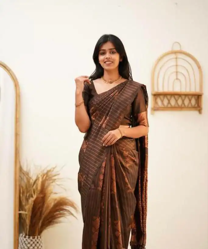 KP 5011 Brown in Collor Soft Lichi Silk Lace Work & Lace Border Saree . Get it for ₹1299. Delivery 4-6 Working Days. Shop now. | Creative Sarees, Embroidered Sarees, Bollywood Sarees, Designer Sarees, Ethnic Saree, Modern Digital sarees, Party Wear Sarees, Sarees