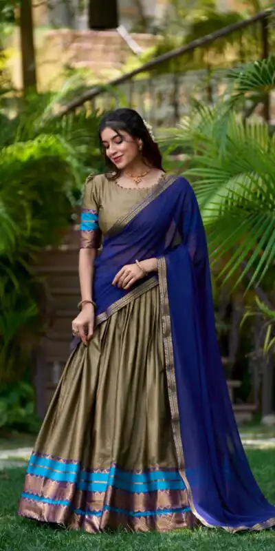 LNB 2004 Chiku Poly Cotton With Lace Work & Zari Work. Lehenga Choli for Get It ₹1899. Delivery 4-6 Working Days. Shop now. | Creative Lehenga, Bollywood Lehenga, Designer Lehenga, Embroidered Lehenga, Lehenga, Party Wear Lehenga