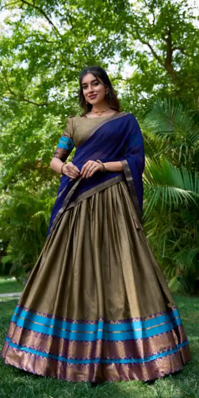 LNB 2004 Chiku Poly Cotton With Lace Work & Zari Work. Lehenga Choli for Get It ₹1899. Delivery 4-6 Working Days. Shop now. | Creative Lehenga, Bollywood Lehenga, Designer Lehenga, Embroidered Lehenga, Lehenga, Party Wear Lehenga