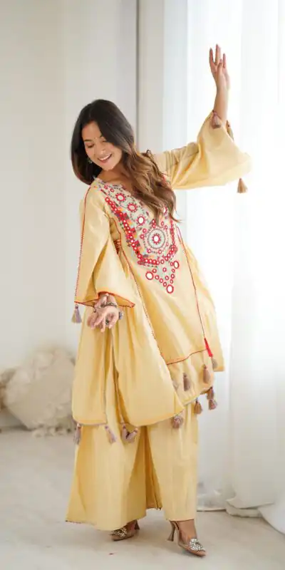 SRK 5286 Cream in Khadi Cotton Mirror Work & Embroidery Work Salwar Suit . Now at just ₹2099. Delivery 4-6 Working Days. Shop now. | Casual Suits, Jump Suits, Creative suits, Designer Suits, Palazzo Suits, Party Wear Suits, Patiala Suits, Salwar suit, Straight Suits